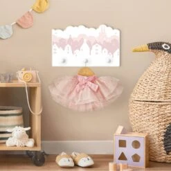 Kindergarderobe Holz - Wolkenschloss In Rosa In Weiß -Limango wallart kindergarderobe holz wolkenschloss in rosa in weiss 3